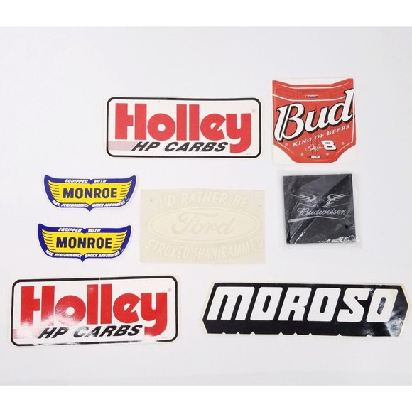 Moroso Holley HP Carbs Bud Beer Monroe Ford Decals - Picture 1 of 7